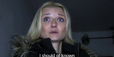 PublicAgent Long haired blonde takes big cum loud in her mouth